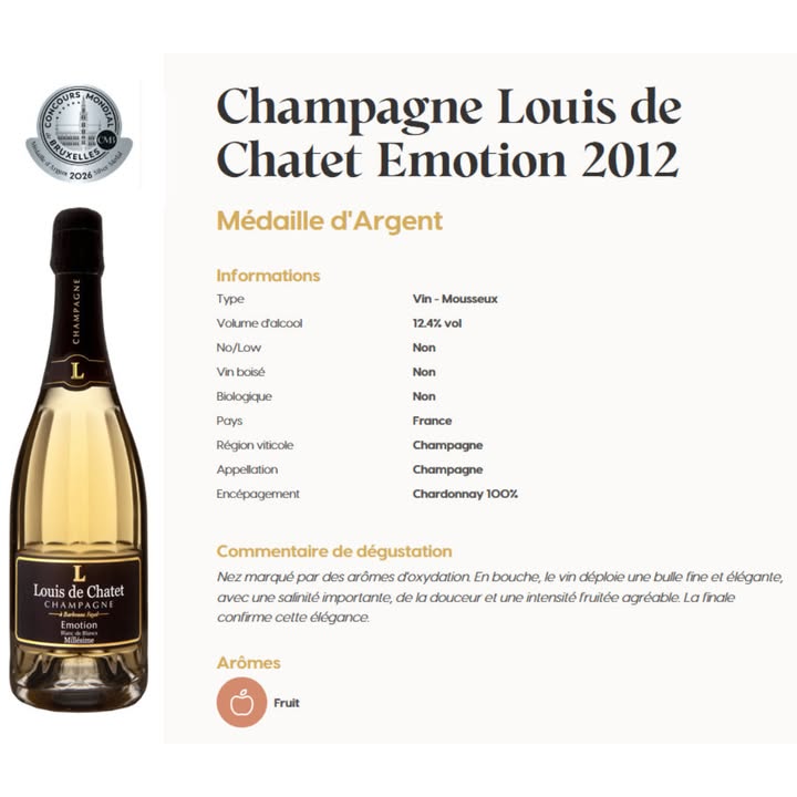 🍾 Découvrez notre cuvée Émotion 2012 Une cuvée d’exception élaborée à partir de 100% Chardonnay, re